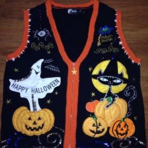 HOLIDAY EDITION HALLOWEEN APPLIQUE SWEATER VEST